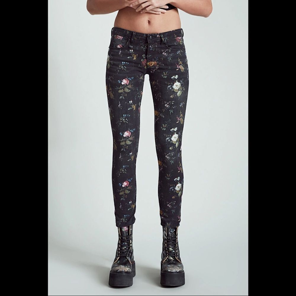R13-KATE Floral Skinny Jeans (Size:26)